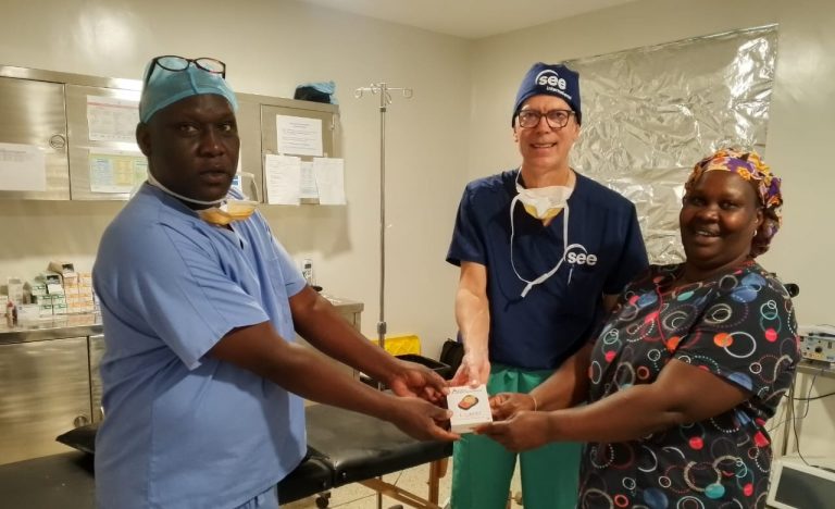 Ophthalmic diagnostic equipment, Lumio, being used in a clinical outreach setting to support eye care delivery