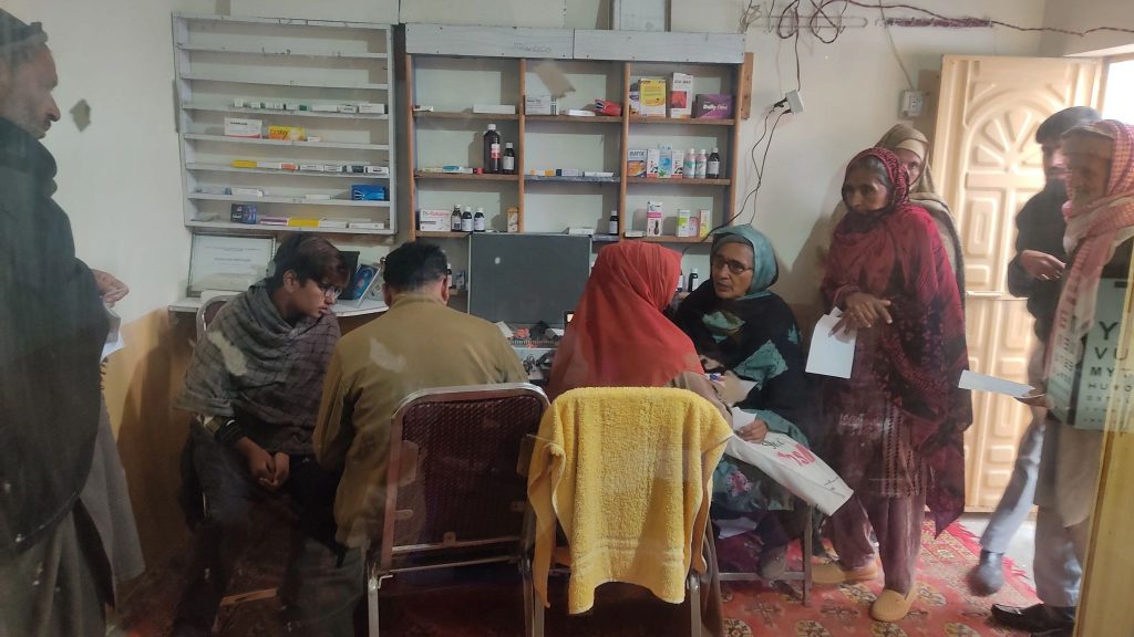 Patients in community centre waiting room
